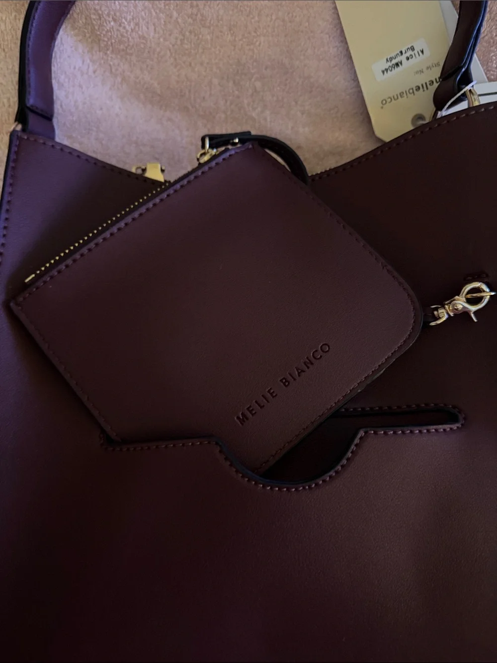 MELIE BIANCO Burgundy Leather Shoulder Bag